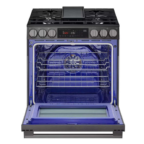 Cuisinière au gaz 30 po, 6,3 pi³ Inox noir avec Convection ProBake® et Air Fry