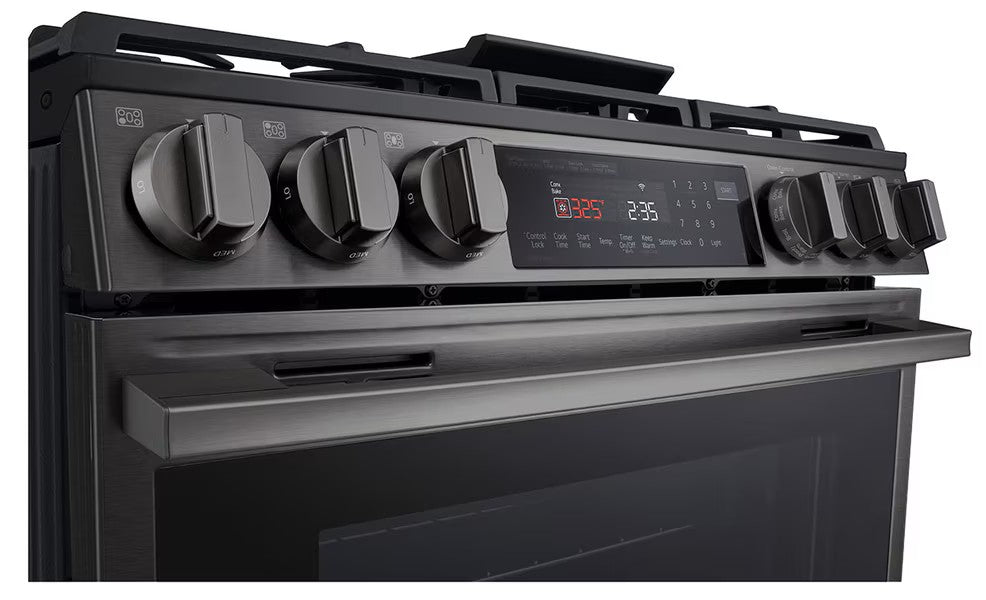 Cuisinière au gaz 30 po, 6,3 pi³ Inox noir avec Convection ProBake® et Air Fry