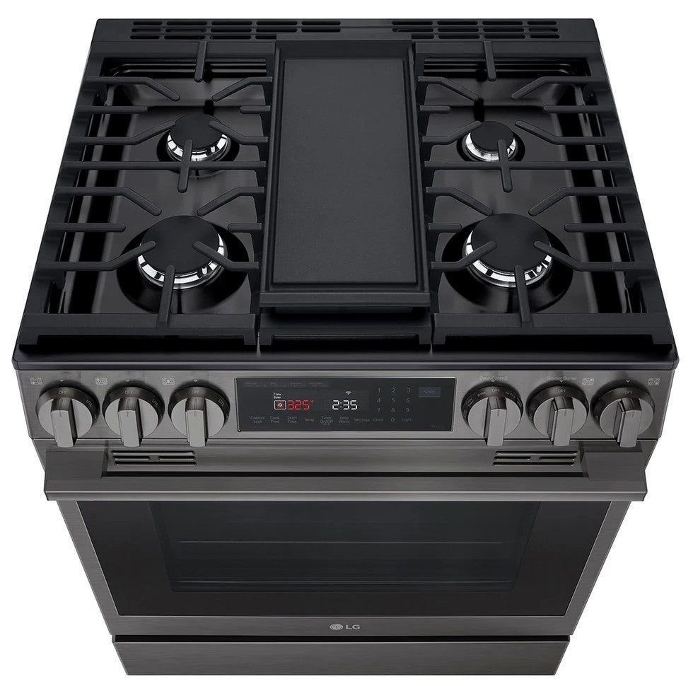 Cuisinière au gaz 30 po, 6,3 pi³ Inox noir avec Convection ProBake® et Air Fry