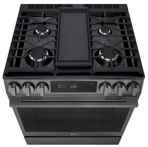 Cuisinière au gaz 30 po, 6,3 pi³ Inox noir avec Convection ProBake® et Air Fry