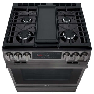 Cuisinière au gaz 30 po, 6,3 pi³ Inox noir avec Convection ProBake® et Air Fry