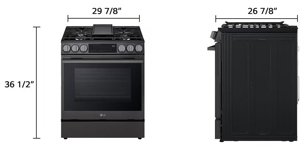 Cuisinière au gaz 30 po, 6,3 pi³ Inox noir avec Convection ProBake® et Air Fry
