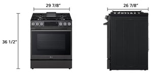 Cuisinière au gaz 30 po, 6,3 pi³ Inox noir avec Convection ProBake® et Air Fry