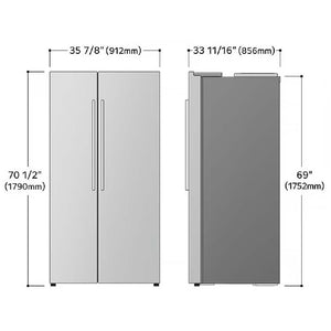 Réfrigérateur côte à côte 36 po, 27 pi³ Inox avec Wi-Fi