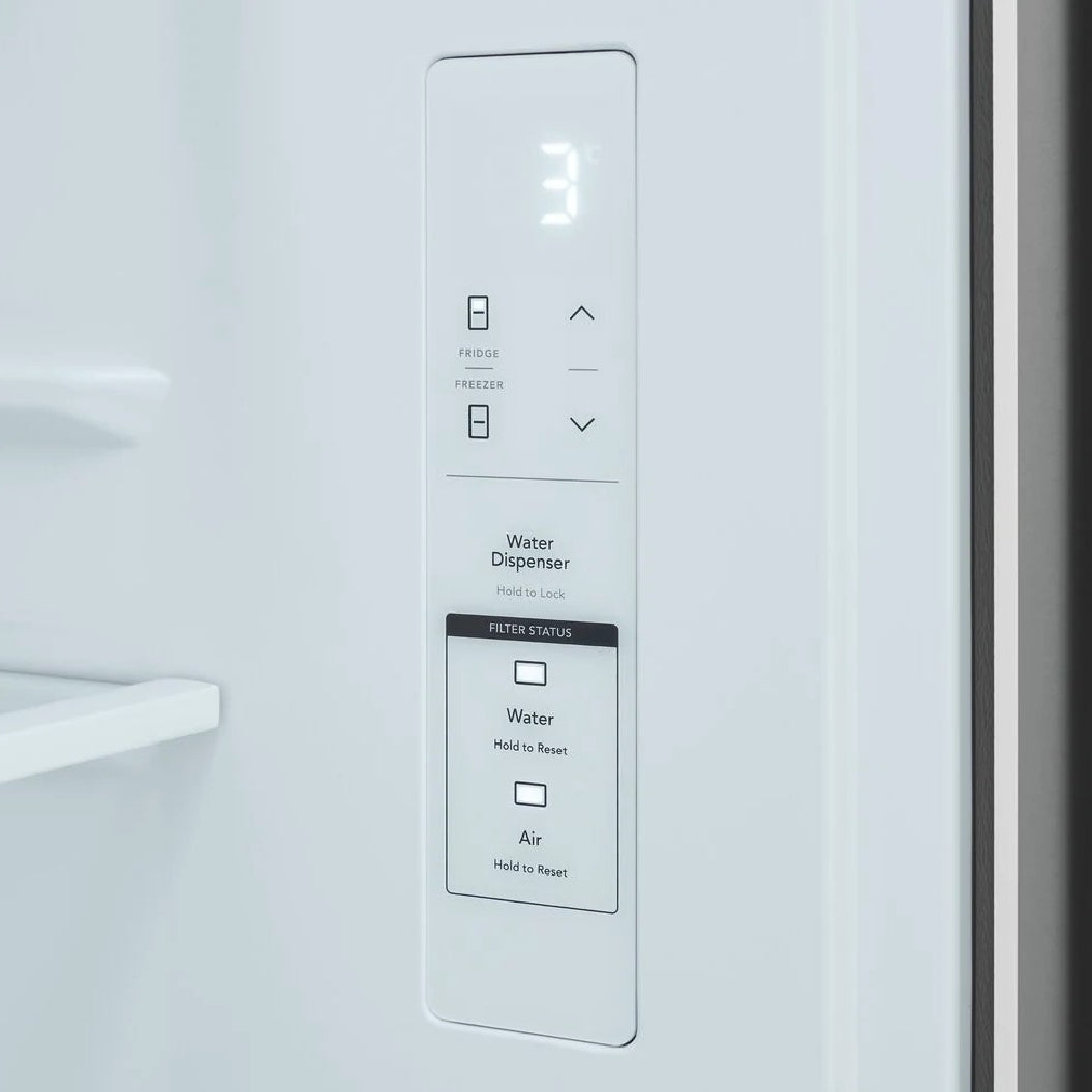Réfrigérateur porte française profondeur de comptoir 33 po, 20 pi³, 3 portes Inox avec Distributeur d'eau et machine à glaçons