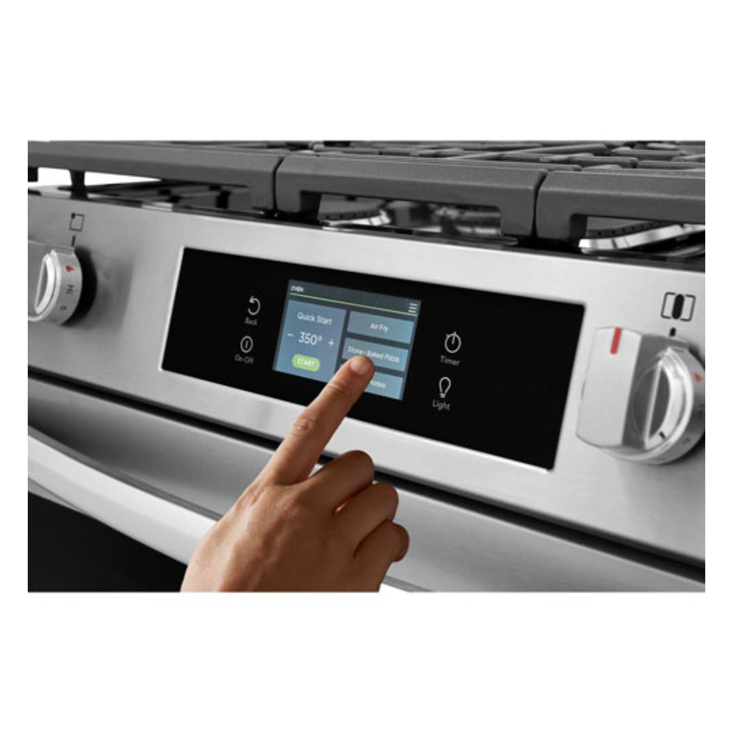 Cuisinière à gaz encastrable option pizza 30 po 6 pi³ Inox - Air Fry & 5 brûleurs