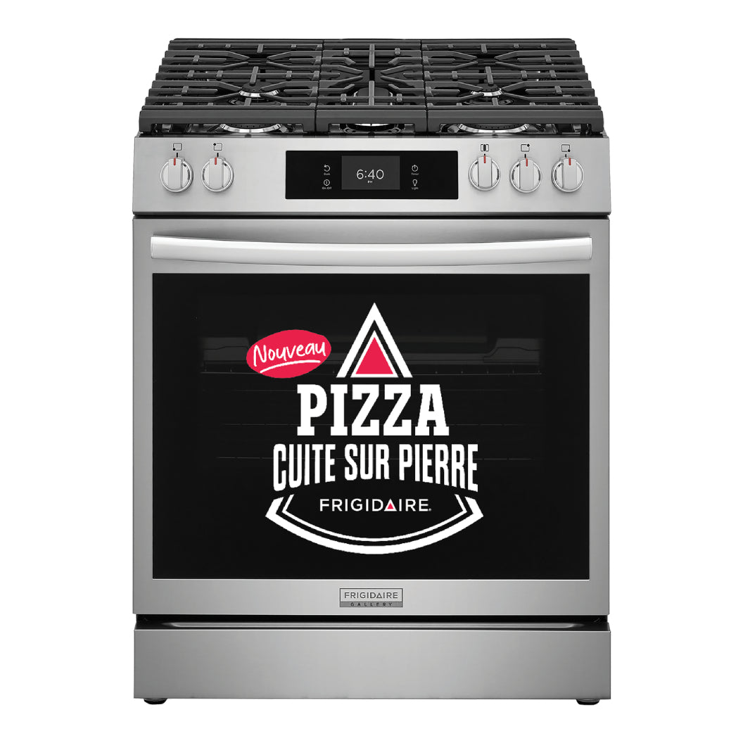 Cuisinière à gaz encastrable option pizza 30 po Inox - Air Fry & 5 brûleurs