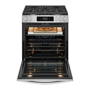 Cuisinière à gaz encastrable option pizza 30 po 6 pi³ Inox - Air Fry & 5 brûleurs
