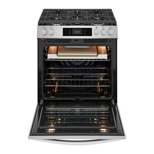 Cuisinière à gaz encastrable option pizza 30 po 6 pi³ Inox - Air Fry & 5 brûleurs