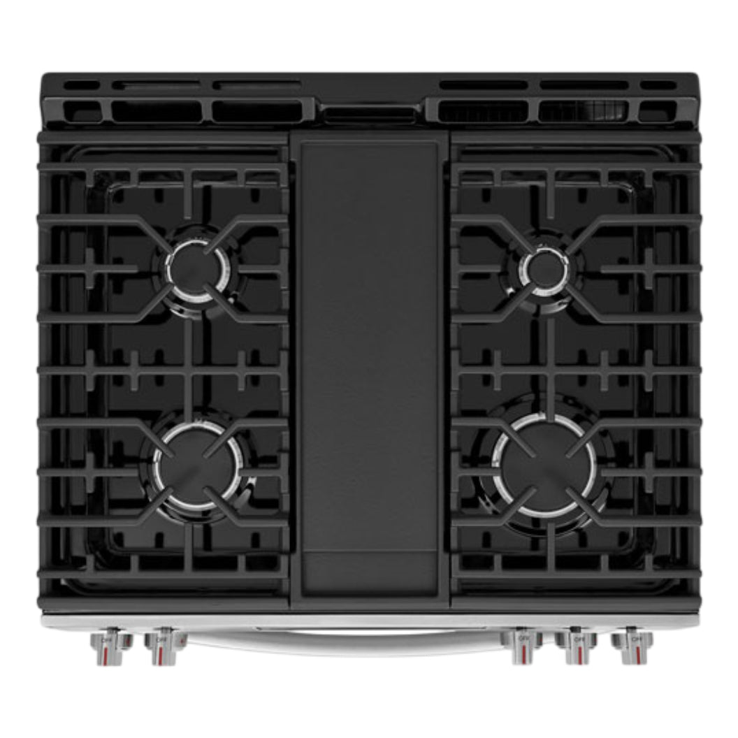 Cuisinière à gaz encastrable option pizza 30 po 6 pi³ Inox - Air Fry & 5 brûleurs