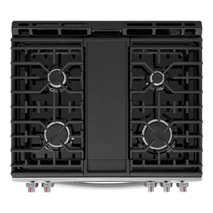 Cuisinière à gaz encastrable option pizza 30 po 6 pi³ Inox - Air Fry & 5 brûleurs