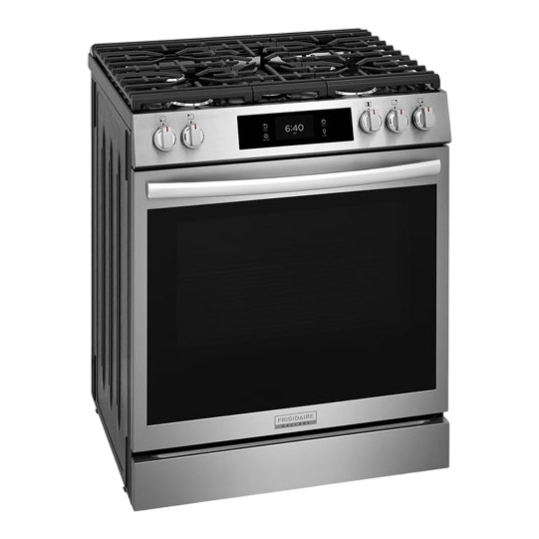Cuisinière à gaz encastrable option pizza 30 po 6 pi³ Inox - Air Fry & 5 brûleurs