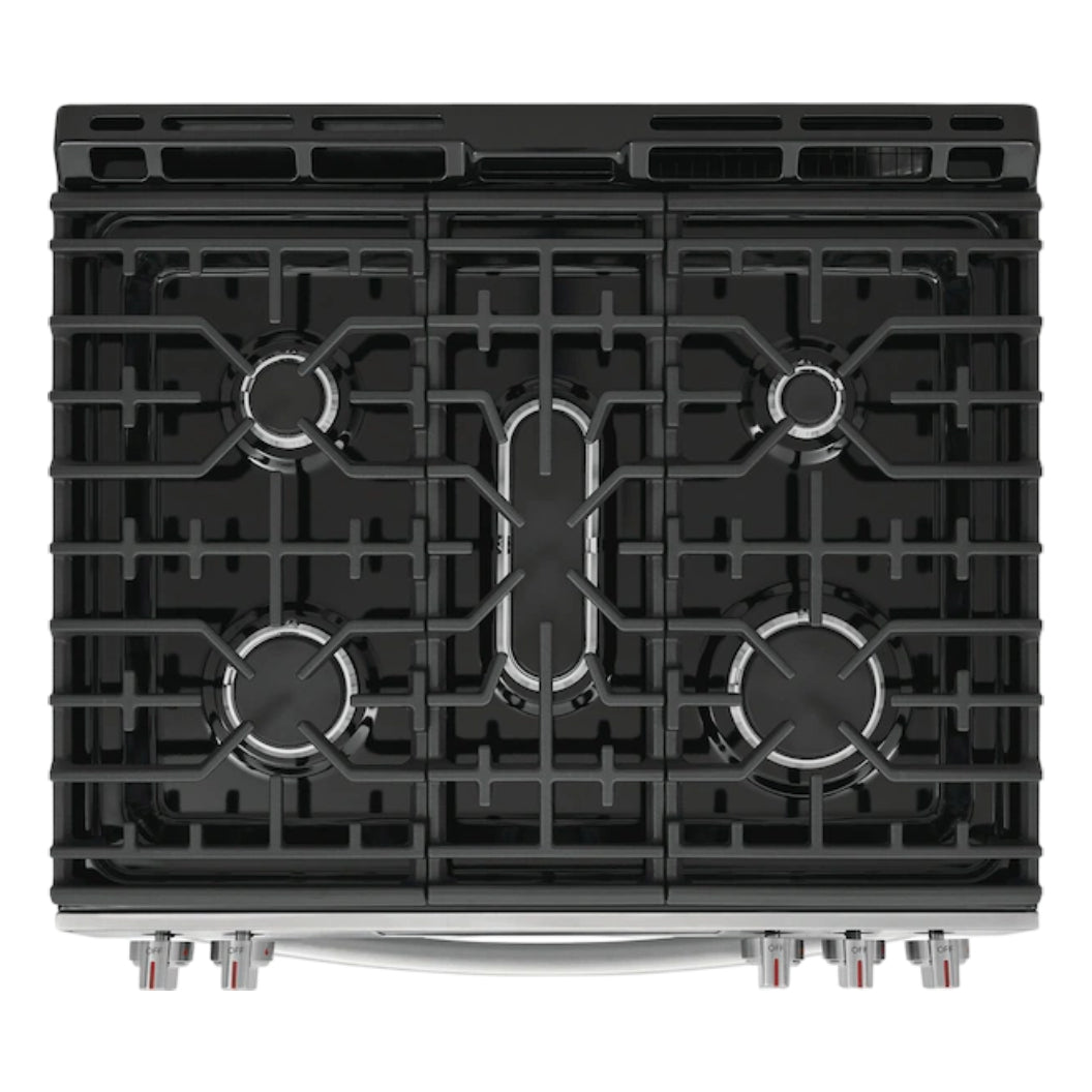 Cuisinière à gaz encastrable option pizza 30 po 6 pi³ Inox - Air Fry & 5 brûleurs