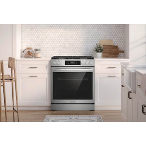 Cuisinière à gaz encastrable option pizza 30 po 6 pi³ Inox - Air Fry & 5 brûleurs