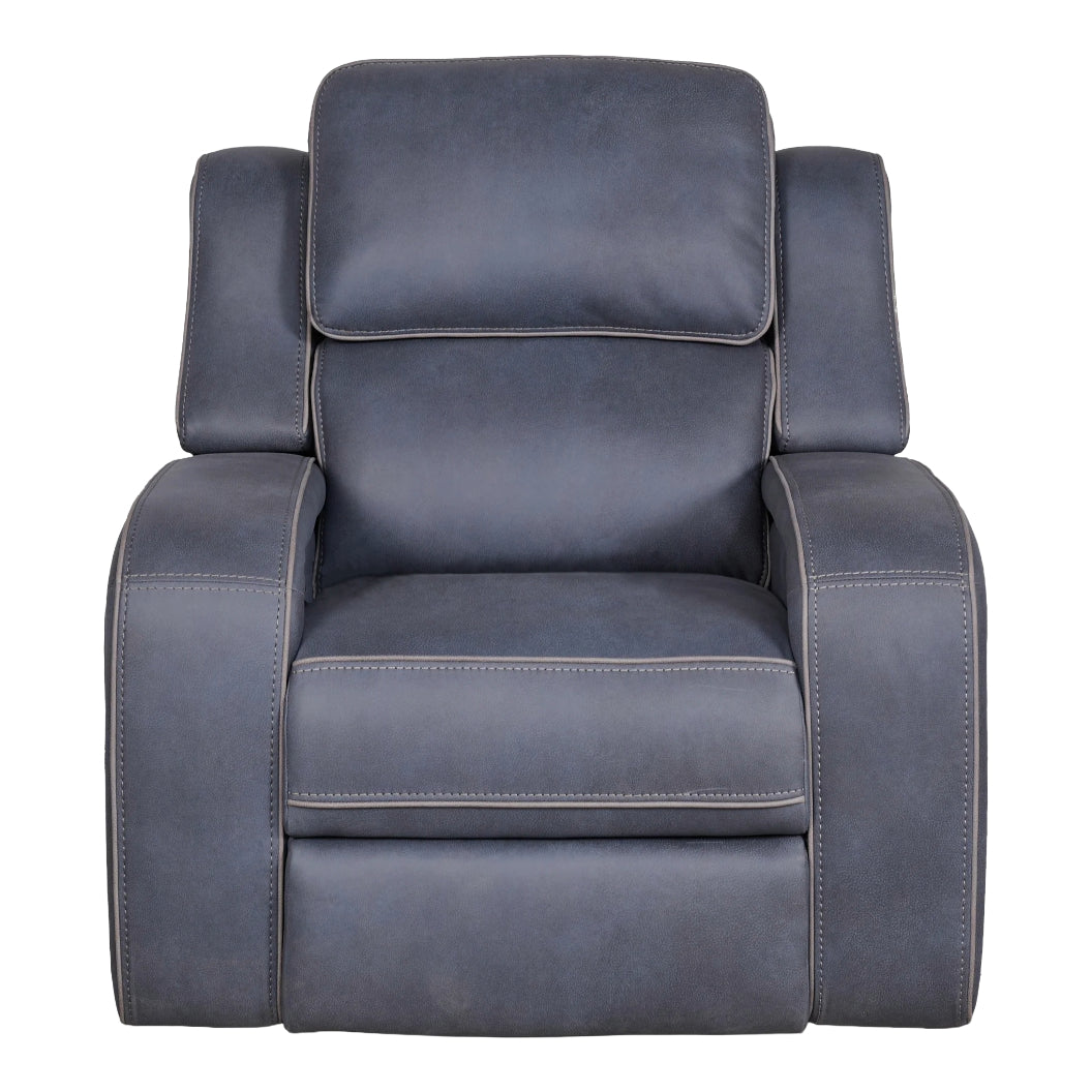 Fauteuil inclinable motorisé zéro gravité aspect cuir bleu marine - K2250