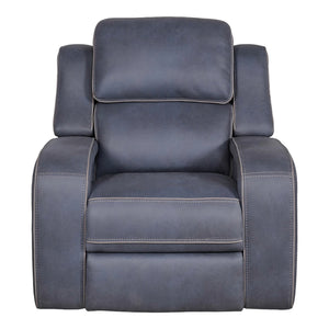 Fauteuil inclinable motorisé zéro gravité aspect cuir bleu marine - K2250
