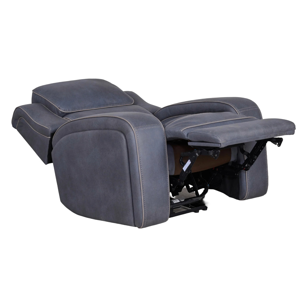 Fauteuil inclinable motorisé zéro gravité aspect cuir bleu marine - K2250