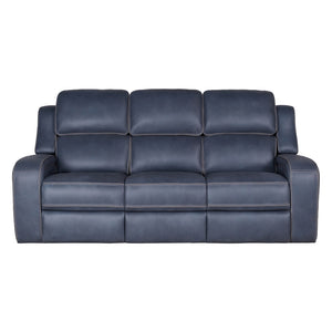 Sofa inclinable motorisé aspect cuir bleu marine avec table rabattable - K2250