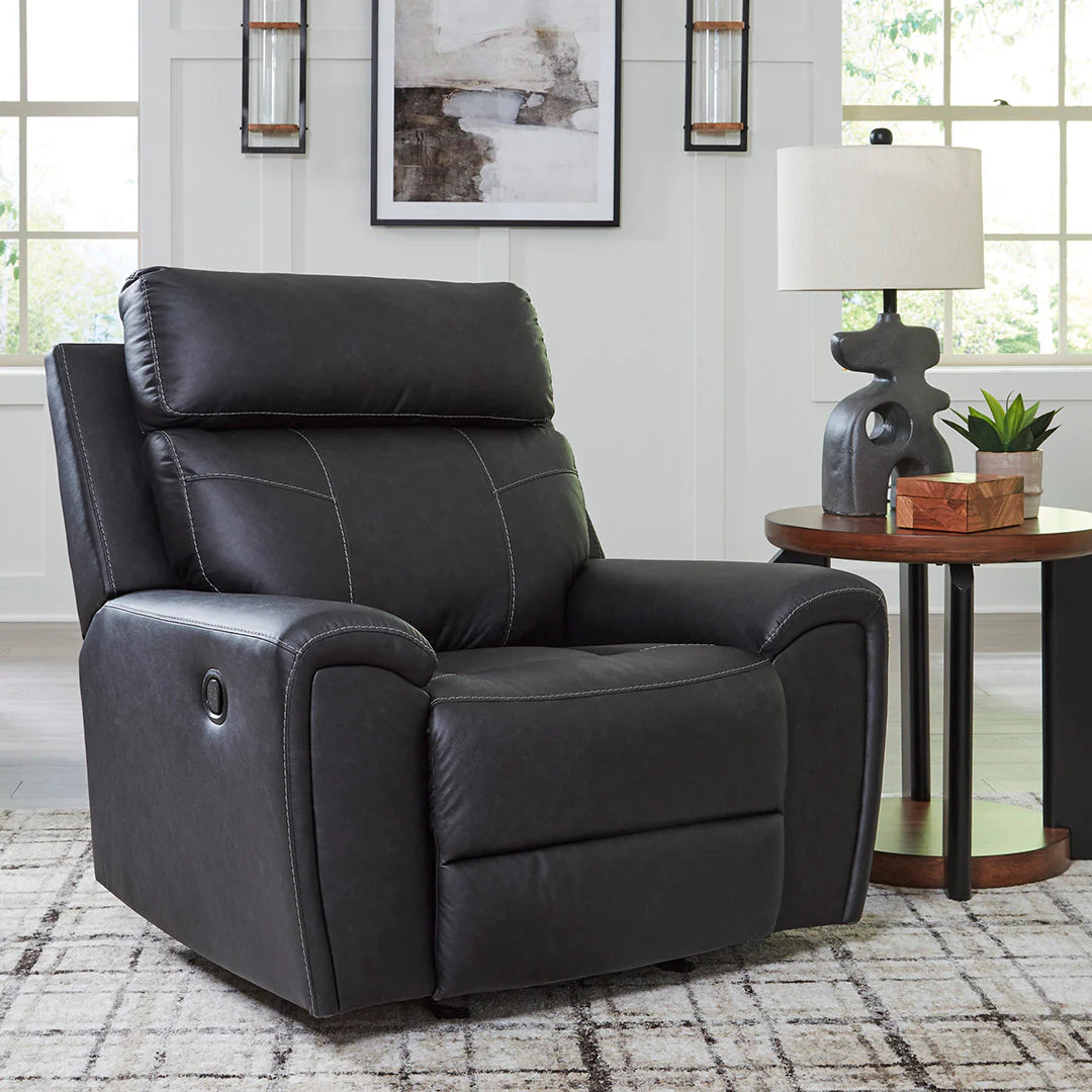 Fauteuil inclinable aspect cuir noir - Montacute