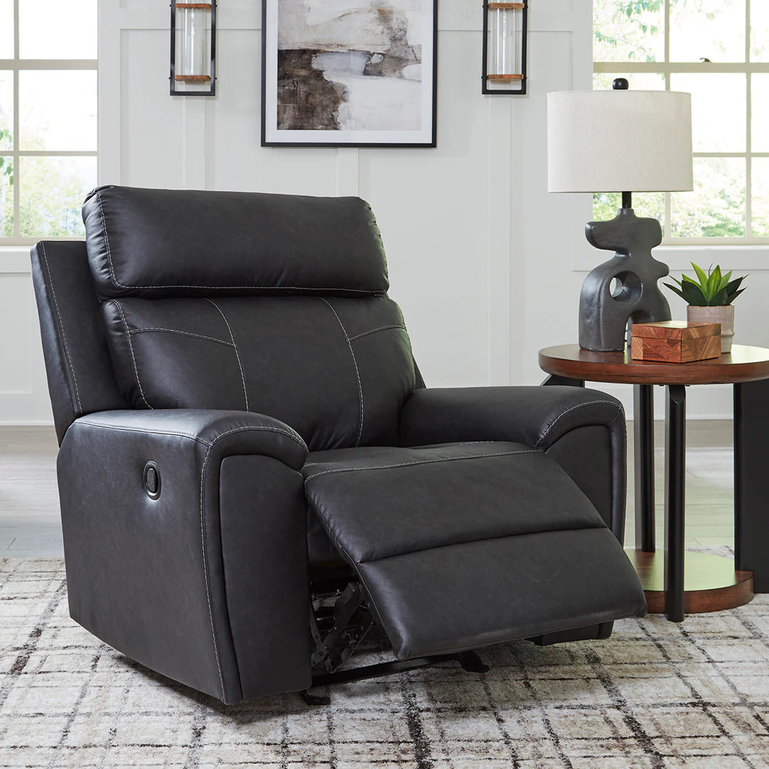 Fauteuil inclinable aspect cuir noir - Montacute
