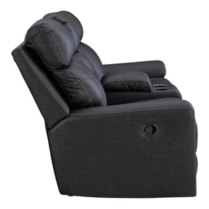 Causeuse inclinable aspect cuir noir avec console - Montacute