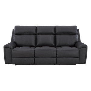 Sofa inclinable aspect cuir noir avec table centrale rabattable - Montacute