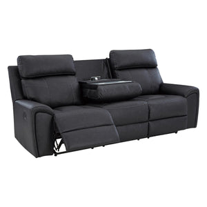 Sofa inclinable aspect cuir noir avec table centrale rabattable - Montacute