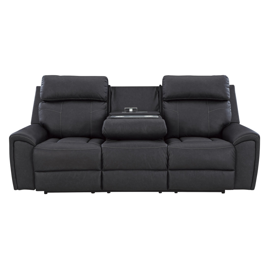 Sofa inclinable aspect cuir noir avec table centrale rabattable - Montacute