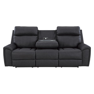 Sofa inclinable aspect cuir noir avec table centrale rabattable - Montacute