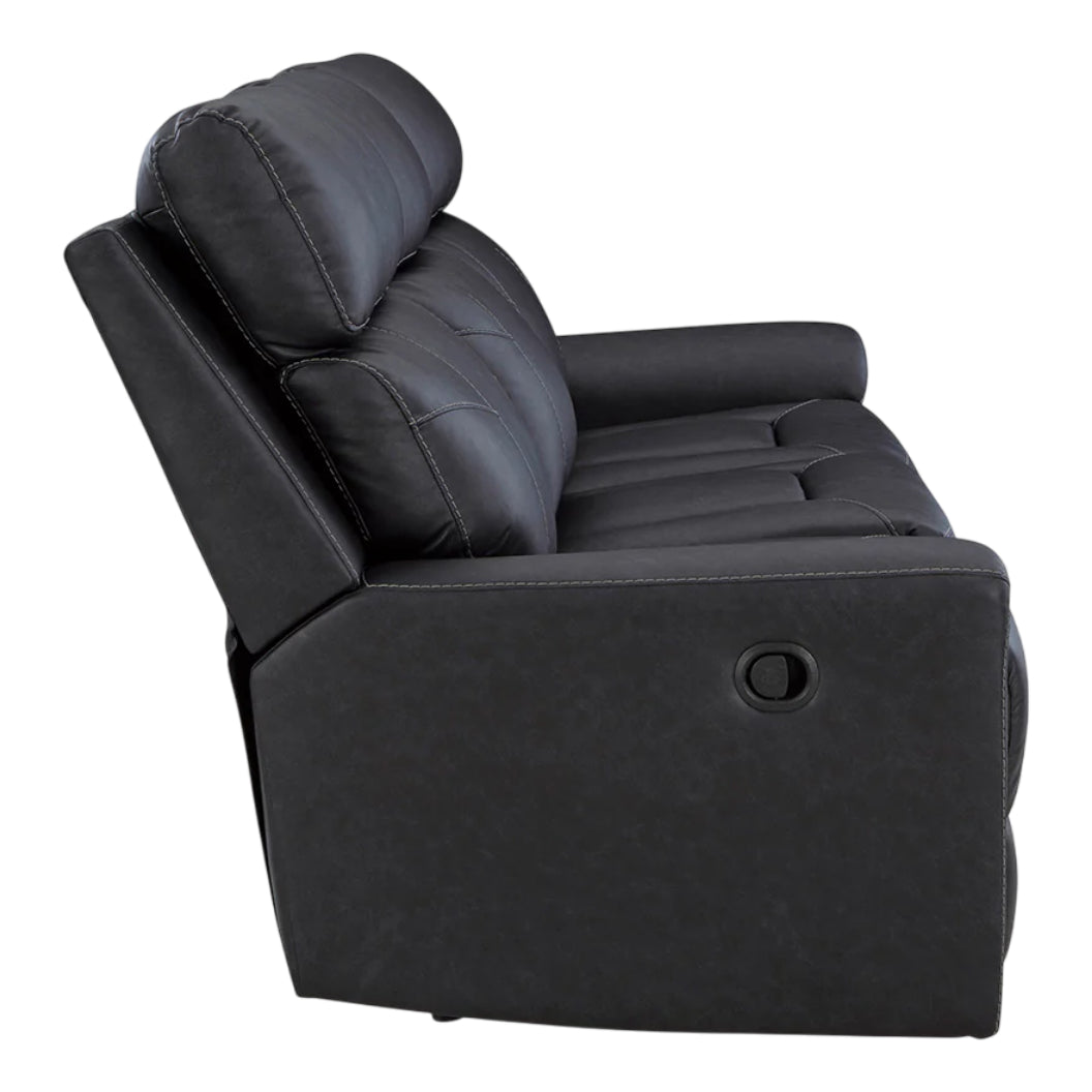 Sofa inclinable aspect cuir noir avec table centrale rabattable - Montacute