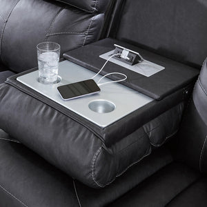Sofa inclinable aspect cuir noir avec table centrale rabattable - Montacute