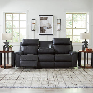 Sofa inclinable aspect cuir noir avec table centrale rabattable - Montacute
