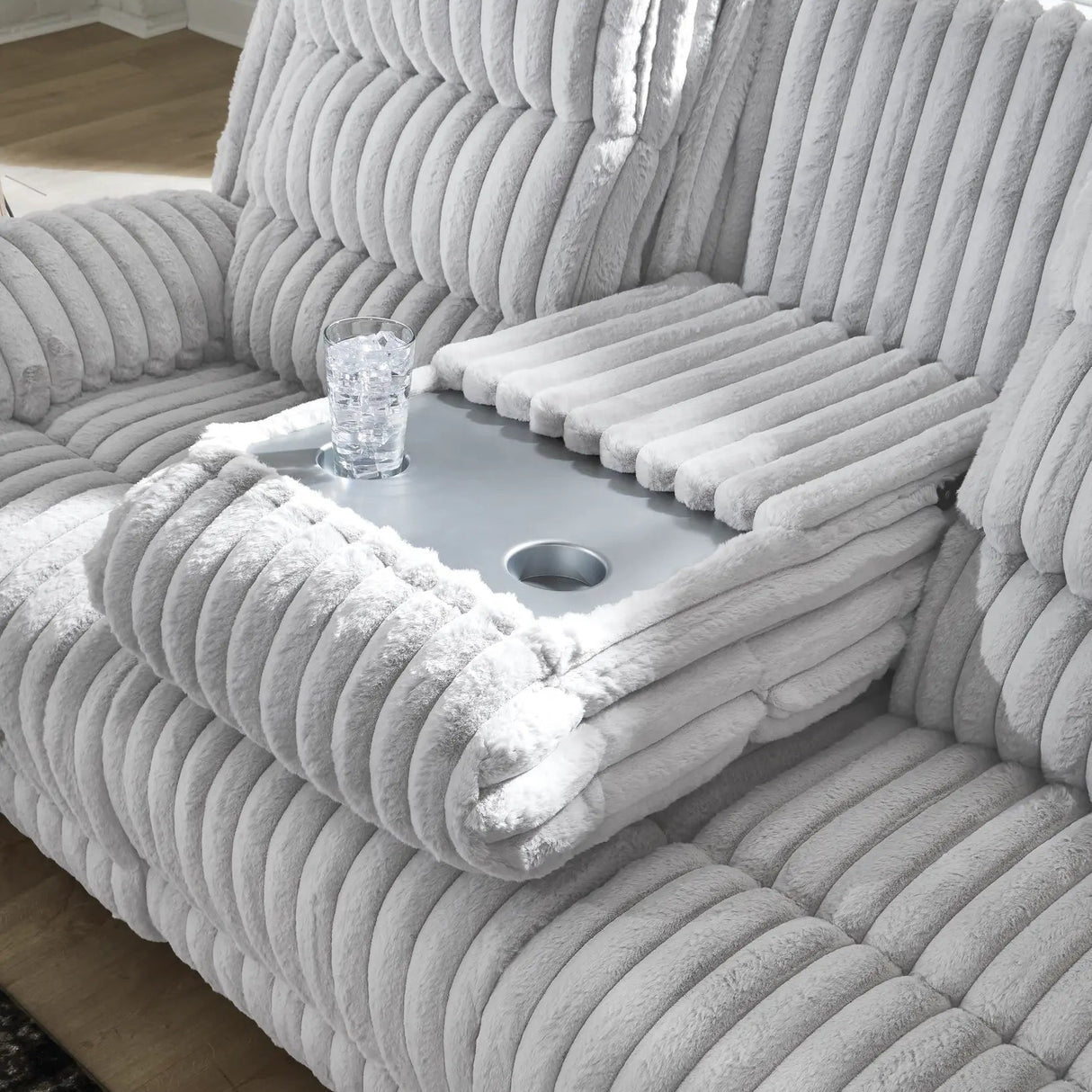 Sofa motorisé zéro gravité en velours côtelé avec table centrale rabattable - Rhine Falls