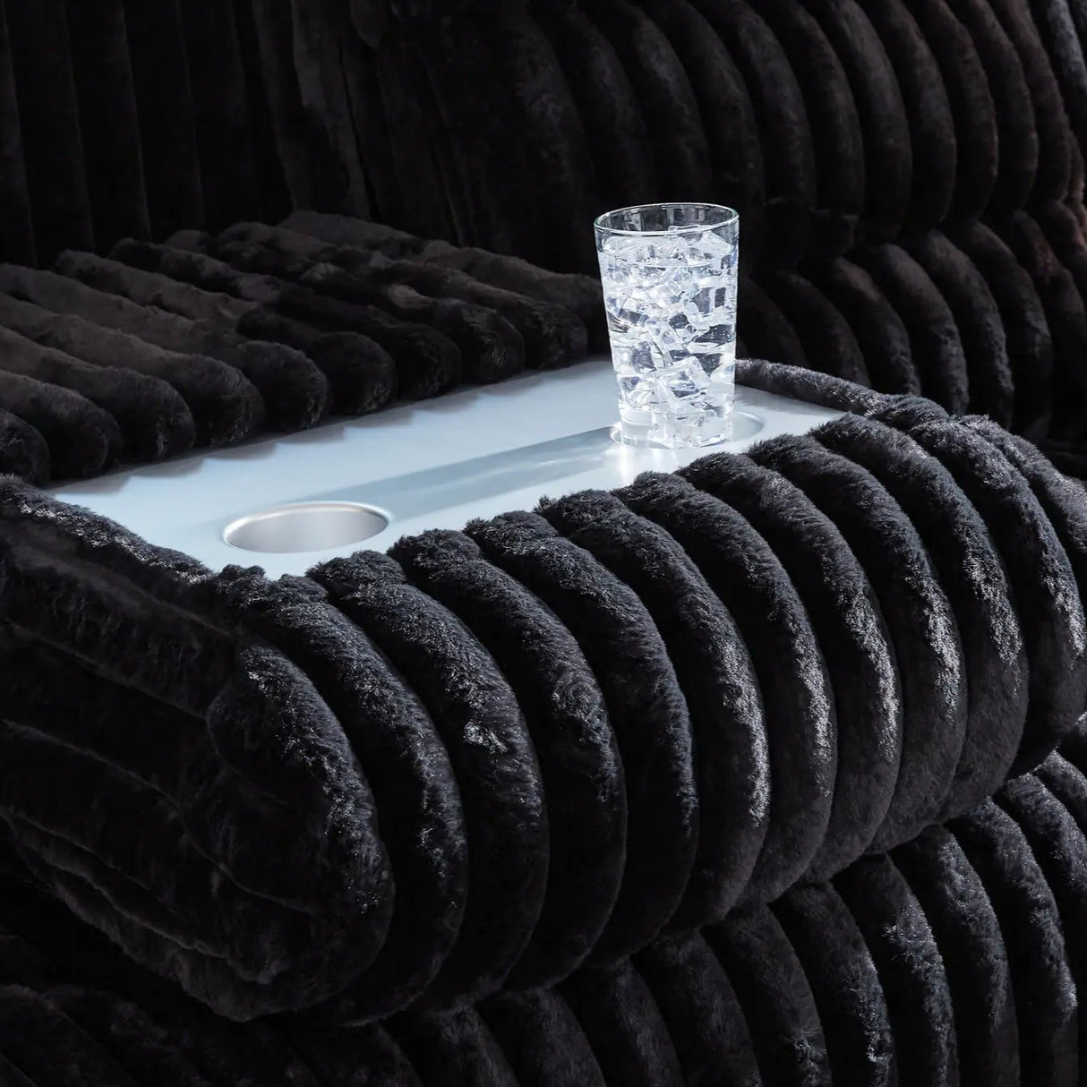 Sofa motorisé zéro gravité en velours côtelé avec table centrale rabattable - Rhine Falls