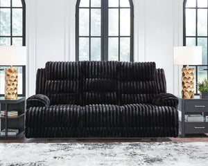 Sofa motorisé zéro gravité en velours côtelé avec table centrale rabattable - Rhine Falls