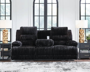 Sofa motorisé zéro gravité en velours côtelé avec table centrale rabattable - Rhine Falls