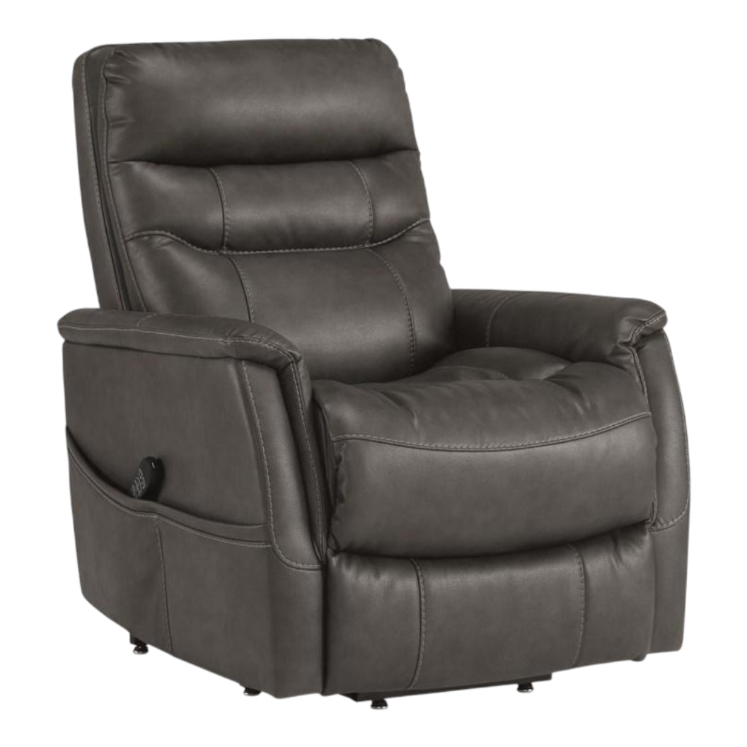 Fauteuil lève-personne motorisé chauffant et massant aspect cuir gris foncé - Strawbill