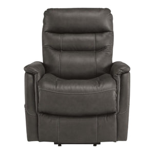 Fauteuil lève-personne motorisé chauffant et massant aspect cuir gris foncé - Strawbill
