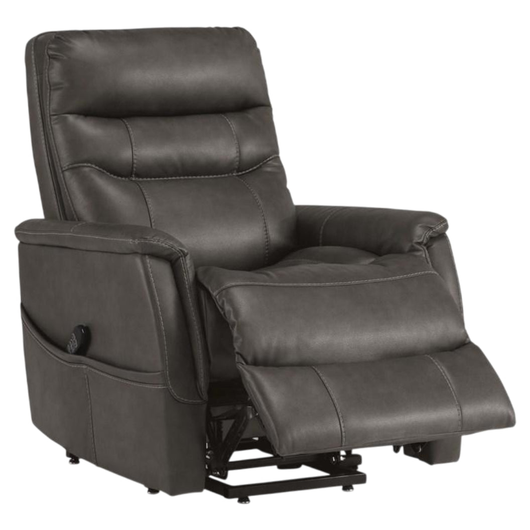 Fauteuil lève-personne motorisé chauffant et massant aspect cuir gris foncé - Strawbill