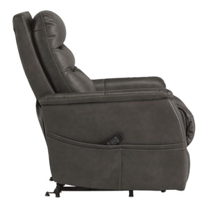 Fauteuil lève-personne motorisé chauffant et massant aspect cuir gris foncé - Strawbill
