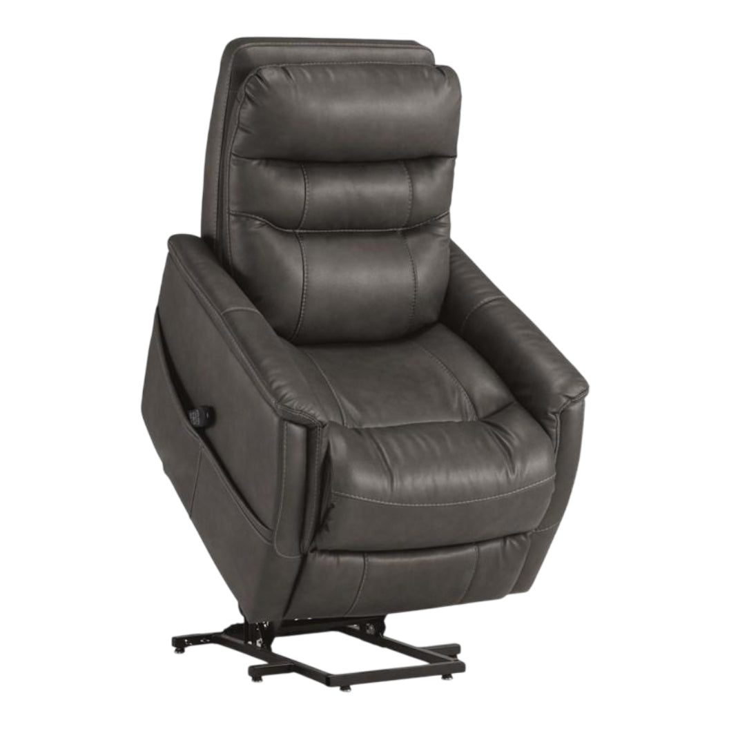 Fauteuil lève-personne motorisé chauffant et massant aspect cuir gris foncé - Strawbill