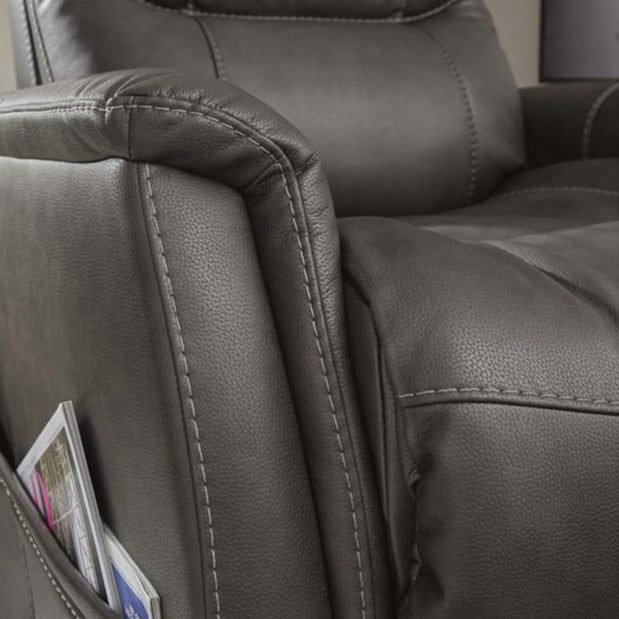 Fauteuil lève-personne motorisé chauffant et massant aspect cuir gris foncé - Strawbill