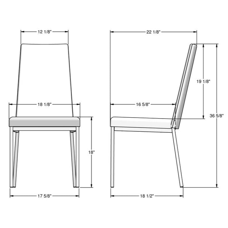 Chaise de salle à manger rembourrée et en métal noir - Linea