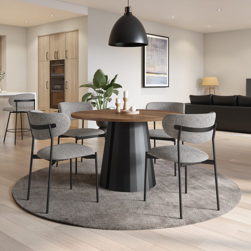 Chaise de salle à manger rembourrée et en métal noir - Wyatt