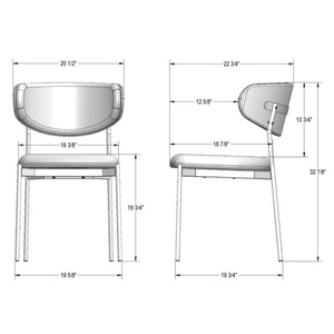 Chaise de salle à manger rembourrée et en métal noir - Wyatt