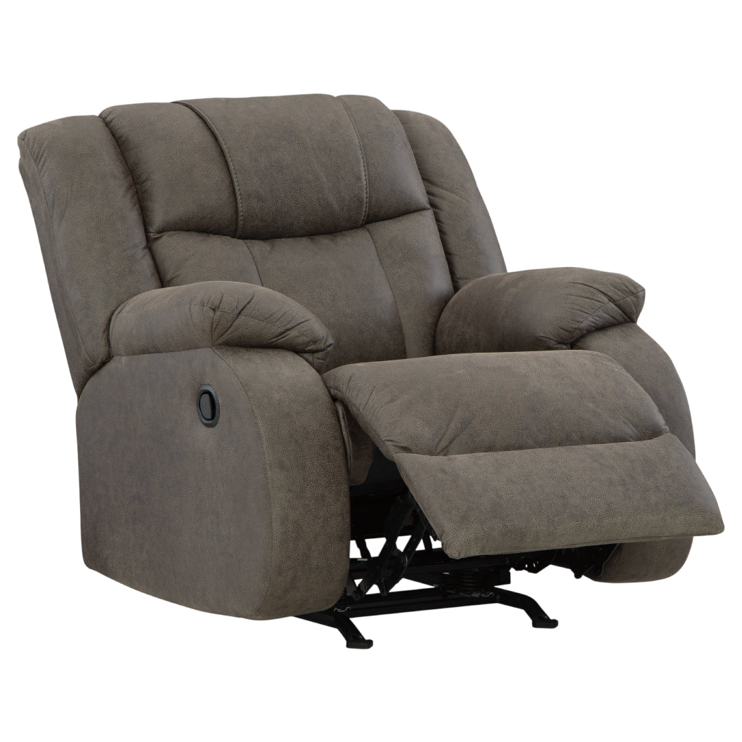 Fauteuil berçant et inclinable aspect cuir brun - First Base