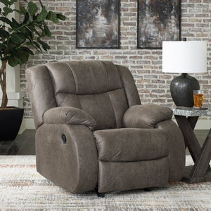 Fauteuil berçant et inclinable aspect cuir brun - First Base
