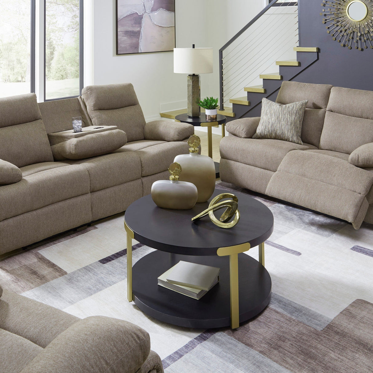 Causeuse inclinable en tissu taupe - Side-Swipe