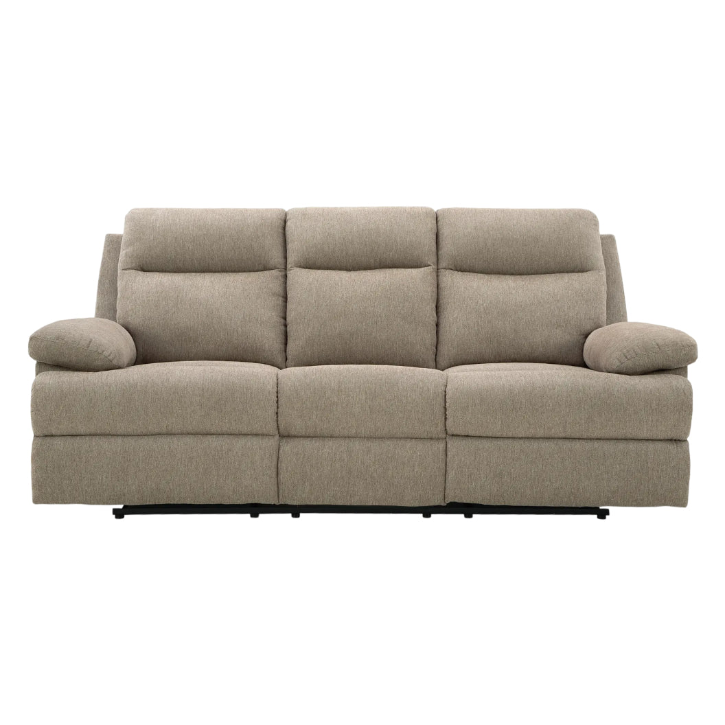 Sofa inclinable en tissu taupe avec table centrale rabattable - Side-Swipe