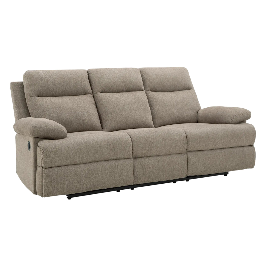 Sofa inclinable en tissu taupe avec table centrale rabattable - Side-Swipe